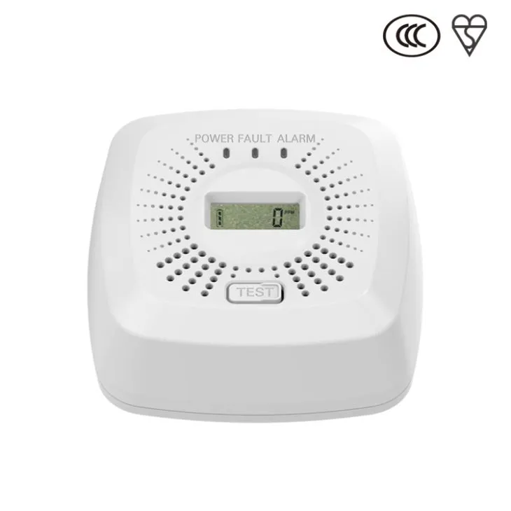 Biely štvorec CO alarm s LCD displejom